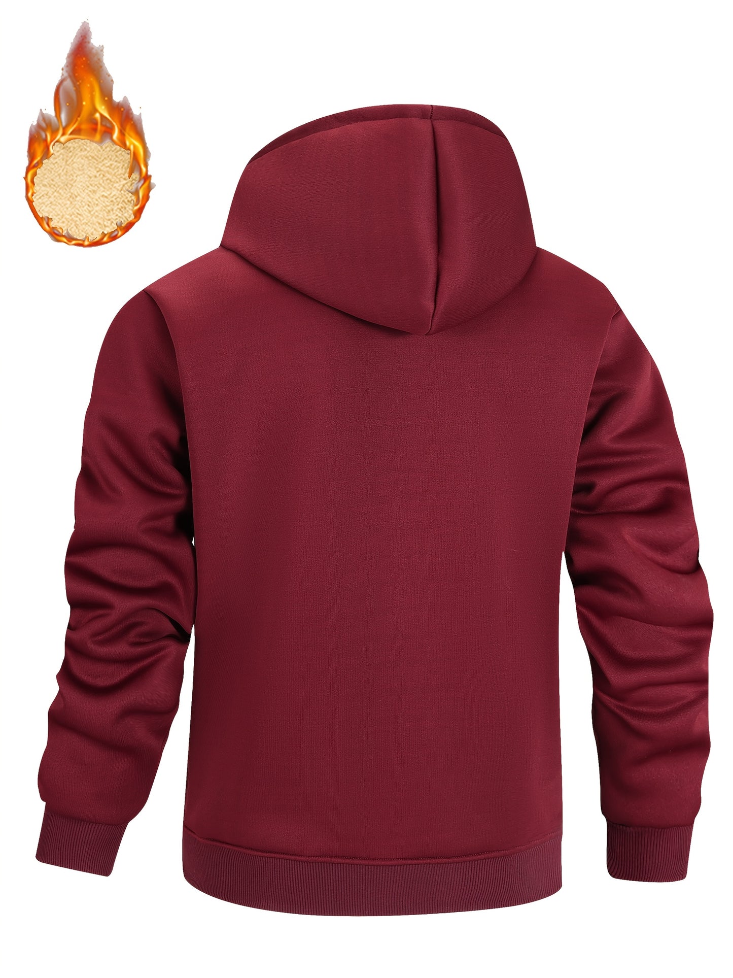 A Men's casual sports warm fleece hooded jacket with zipper opening and pocket, suitable for outdoor and training activities, autumn and winter clothing | casual style hooded sweatshirt | zipper hooded sweatshirt, Fleece Jack
