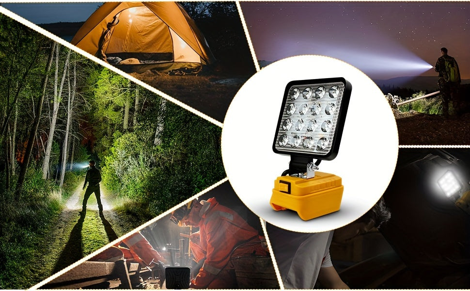 LED Work Light For DeWALT 20V MAX Battery, 90W 5400LM/60W 4500LM/48W 3800LM LED Flood Light For Outdoor, Camping, Car Repairing, Emergency And Job Site Lighting