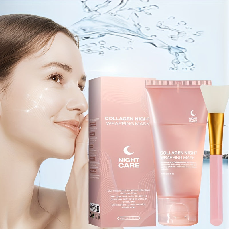 Hydrating Collagen Night Mask, 2.54oz - Gentle & Non-Irritating, Moisturizing Firming Face Care for All Skin Types,, Collagen Filling, Face Care