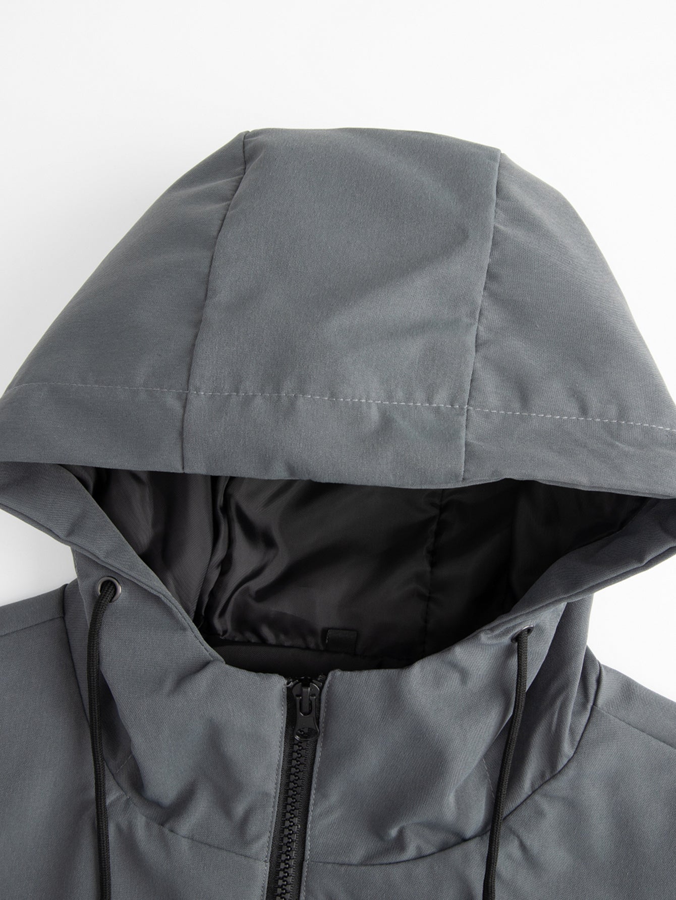 Men'S Casual Hooded Jacket with Adjustable Drawstring Hood - Solid Color Zipper Front, Regular Fit & Functional Pockets, Polyester Lining for Spring/Fall Daily Wear, Spring Outerwear, Sleek Design, Durable Fabric, Lightweight