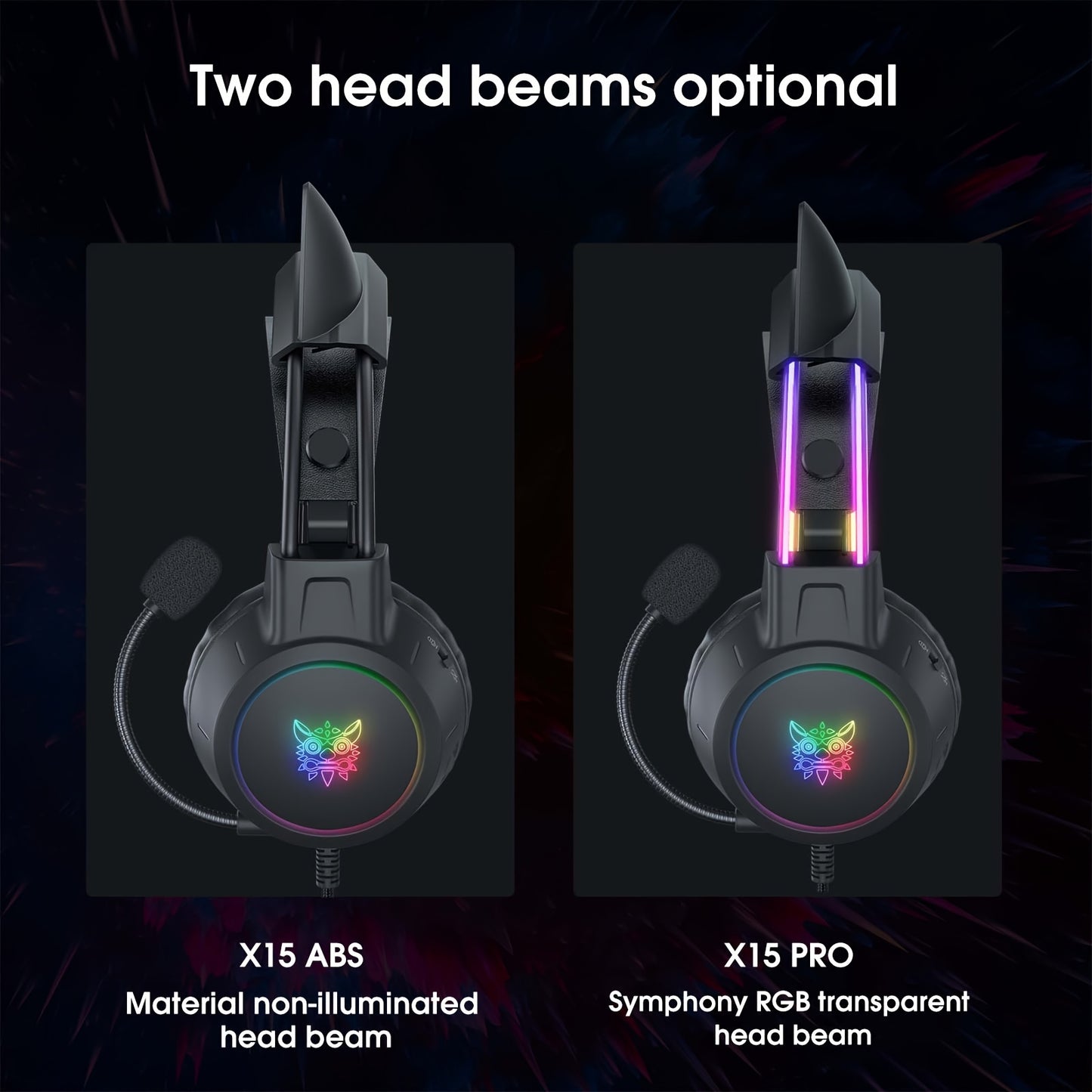 1pc ONIKUMA Wired Gaming Headset with Dynamic RGB Lighting, Detachable Cat Ear Design, 3.5mm Jack, Surround Sound, Mic Function - No Battery Required