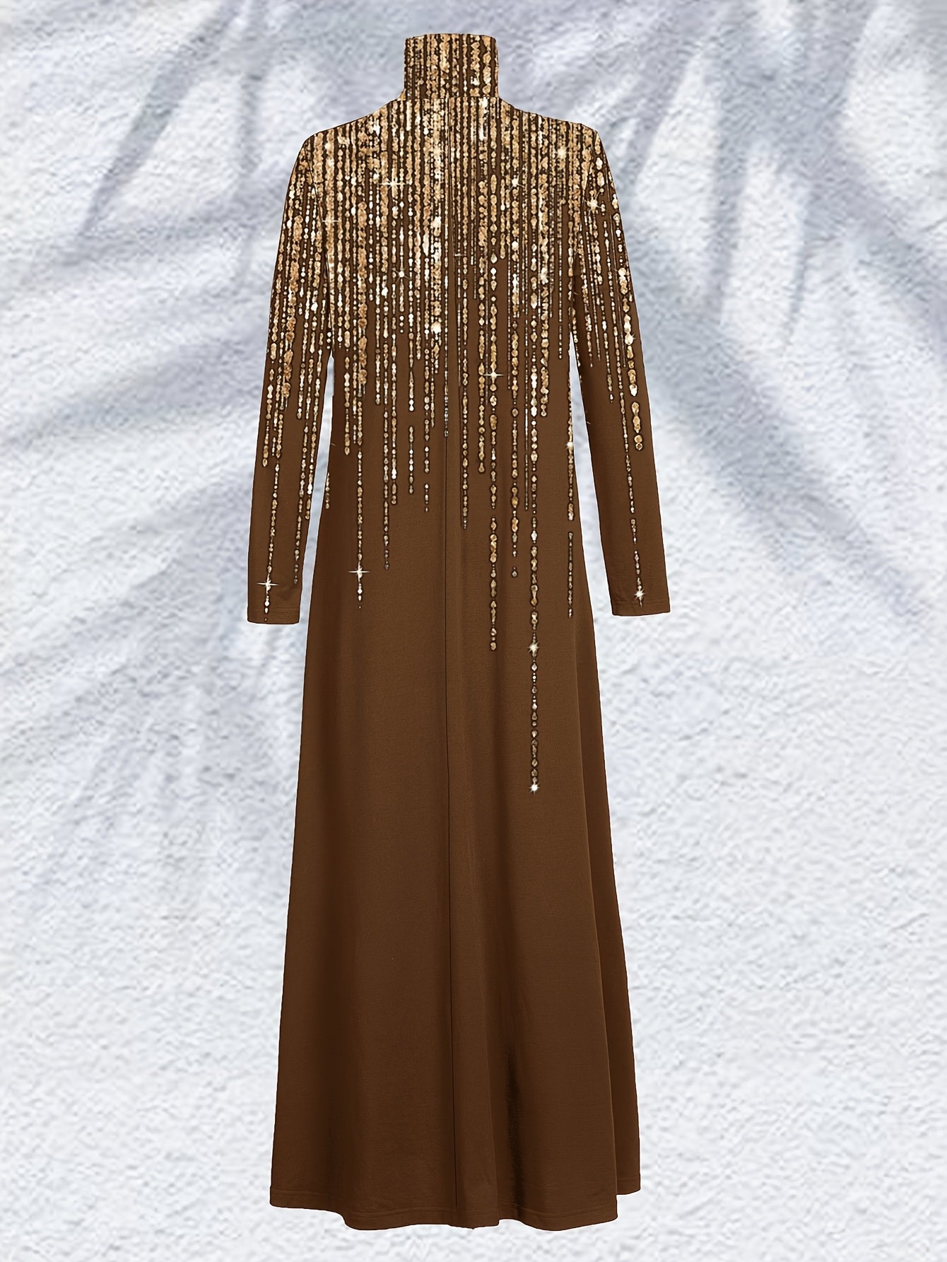 Women's Modest Arabian Abaya Robe - High Neck Long Sleeve Geometric Print Casual Dress, Machine Washable Stretchy Fabric for Muslim Women, All-Season Wear, Comfortable Clothing, Festive Attire, Durable Clothing