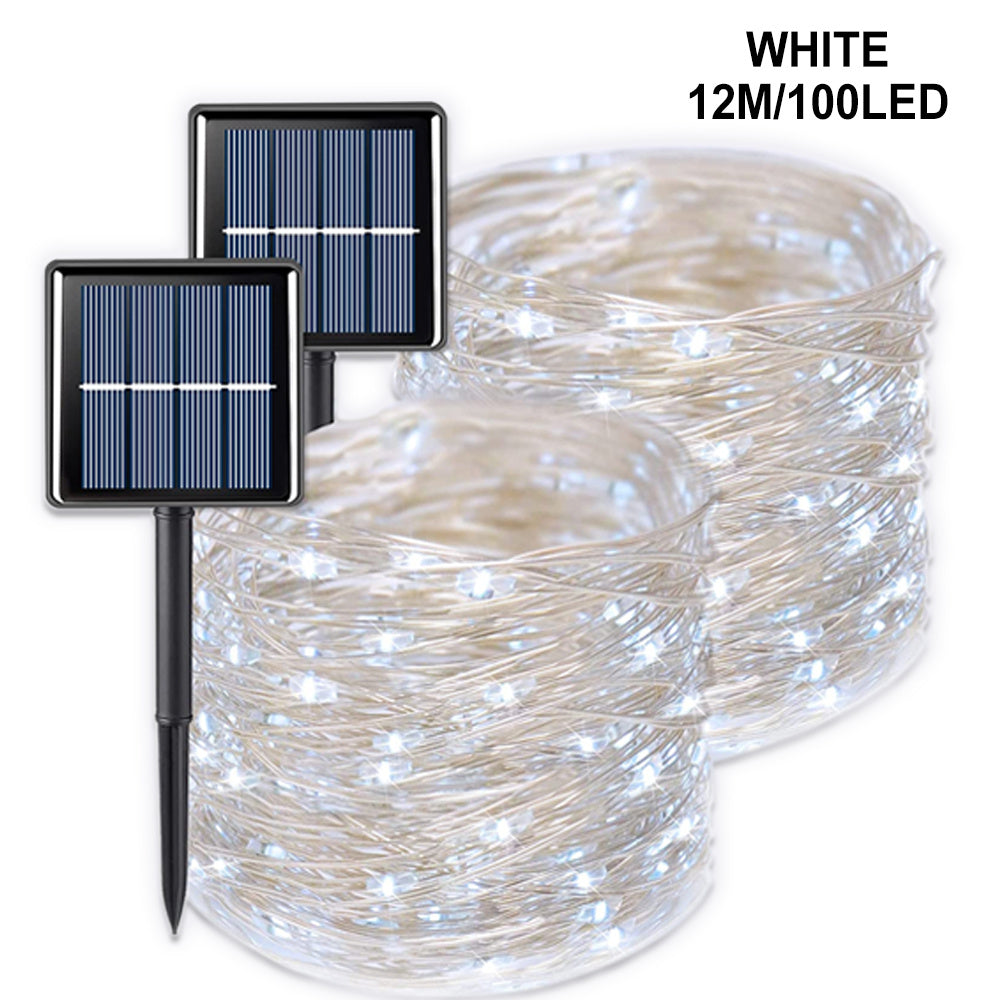 50/100/200/300LED Solar Copper Wire String Lights, Outdoor Lighting Fairy String Lights, 8 Lighting Modes Garden Lights For Lawn, Patio, Garden, Party, Wedding, Christmas Decoration 1pcs 275.59inch/472.44inch/866.14inch/1259.