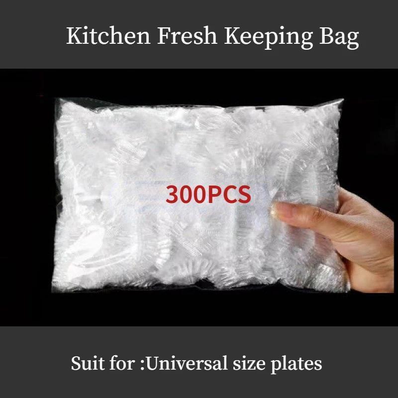 300pcs Elastic Plastic Food Wrap Covers – Reusable Stretch-to-Fit Food Preservation Bags for Bowls, Produce, and Fruits – Versatile Kitchen Storage Solution, BPA-Free Clear Plastic, Keep Fresh Accessories for Home Use