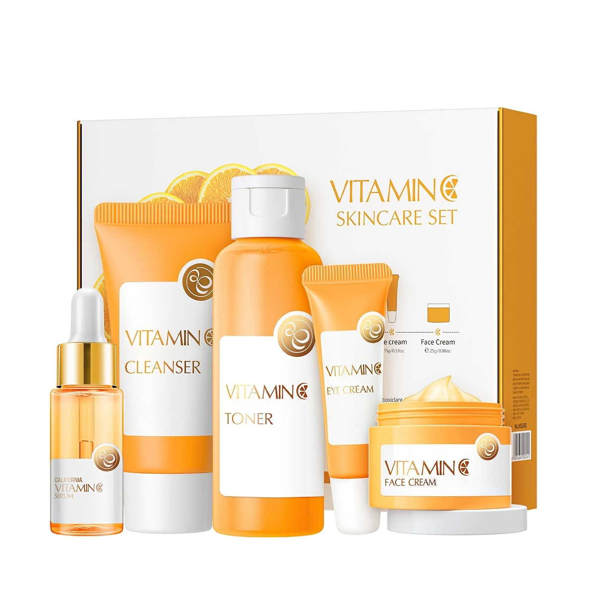 Vitamin C Skincare Gift Set, Hydrating Skincare Set for Teenage Girls, Vitamin C Skin Care Set - Cleanser, Toner, Face Serum, Eye Cream, Face Cream, Travel Size Face Skin Care Kit, Birthday Valentine's Day Mother's Day Gifts