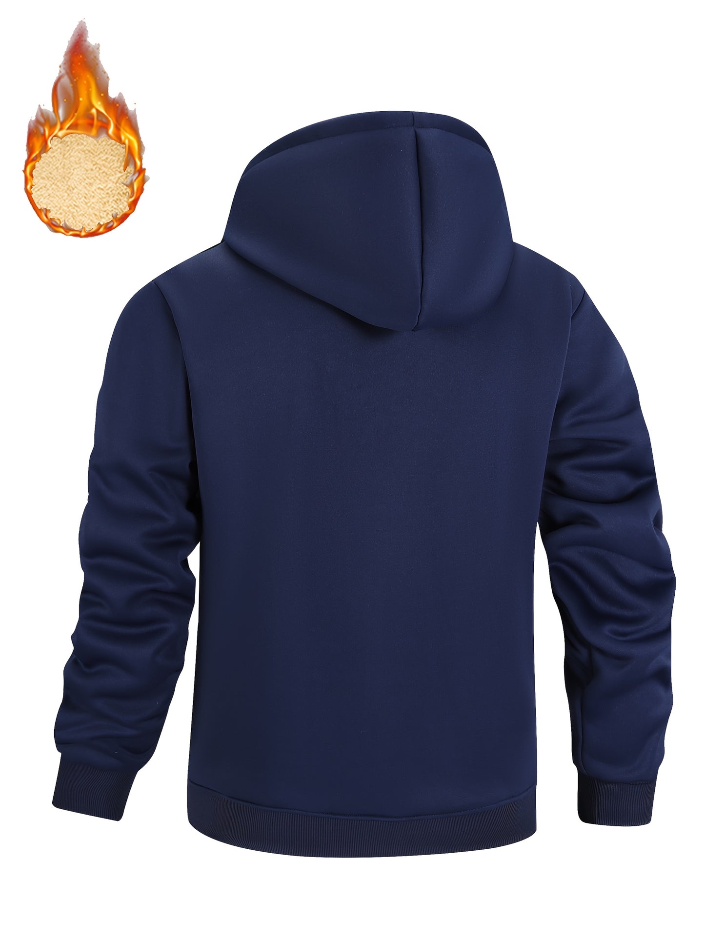 A Men's casual sports warm fleece hooded jacket with zipper opening and pocket, suitable for outdoor and training activities, autumn and winter clothing | casual style hooded sweatshirt | zipper hooded sweatshirt, Fleece Jack
