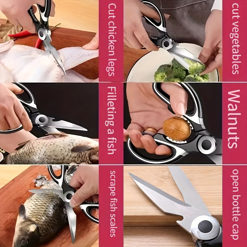 Heavy-Duty Kitchen Shears for Cutting Chicken, Duck, Fish & - 420 Stainless Steel Food-Safe Multipurpose Scissors with Sharp Blades & Ergonomic Handles for Cooking, Baking, Meal Prep, Sleek Blade Design, Highquality Kitchenwa