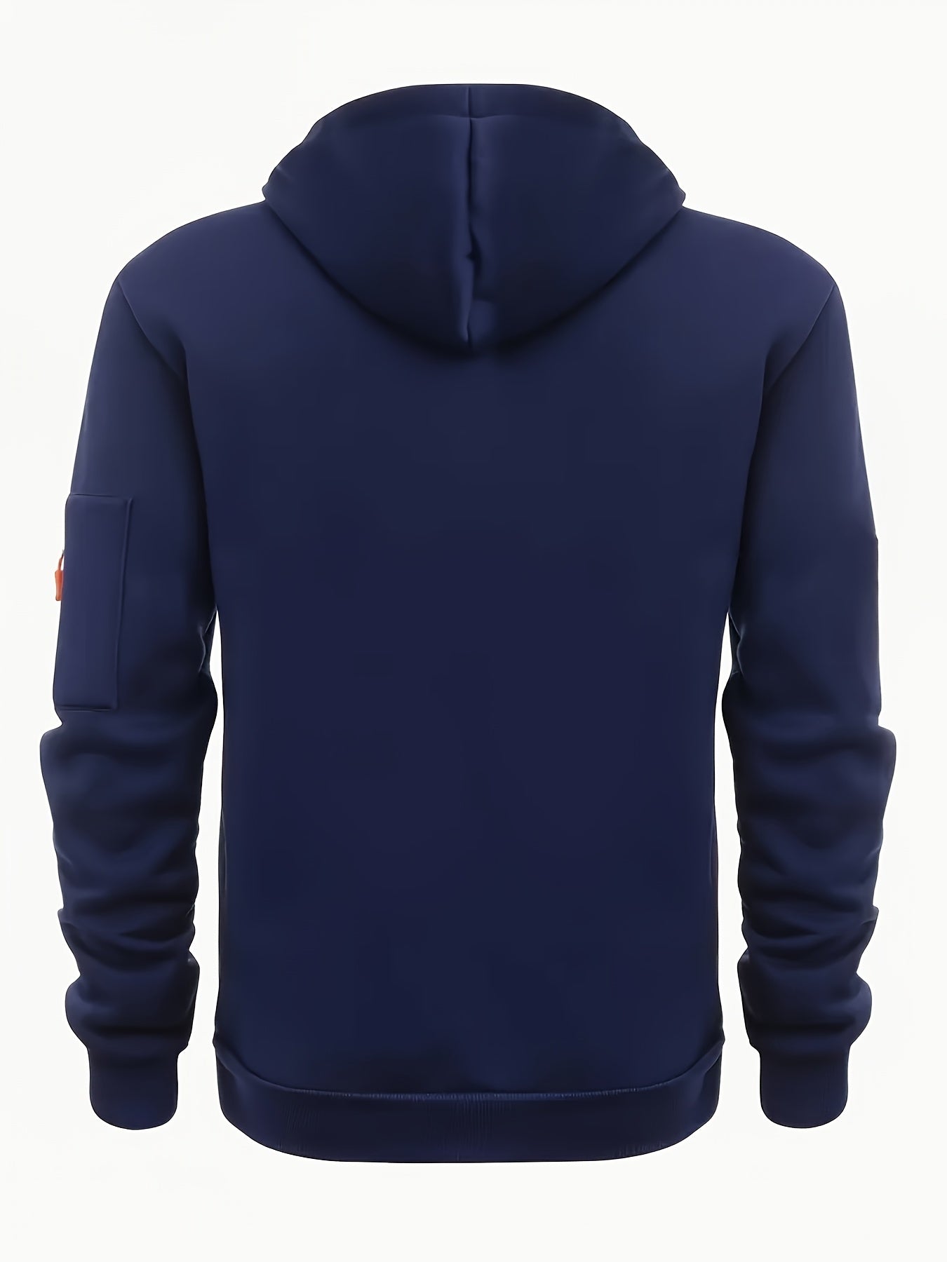 Men's Sporty Zip-Up Hoodie Jacket - Vibrant Orange with Black Zipper Accents, Polyester-Lined Comfort, Machine Washable Regular Fit for Autumn Winter Casual Outdoor Wear, Autumn Apparel