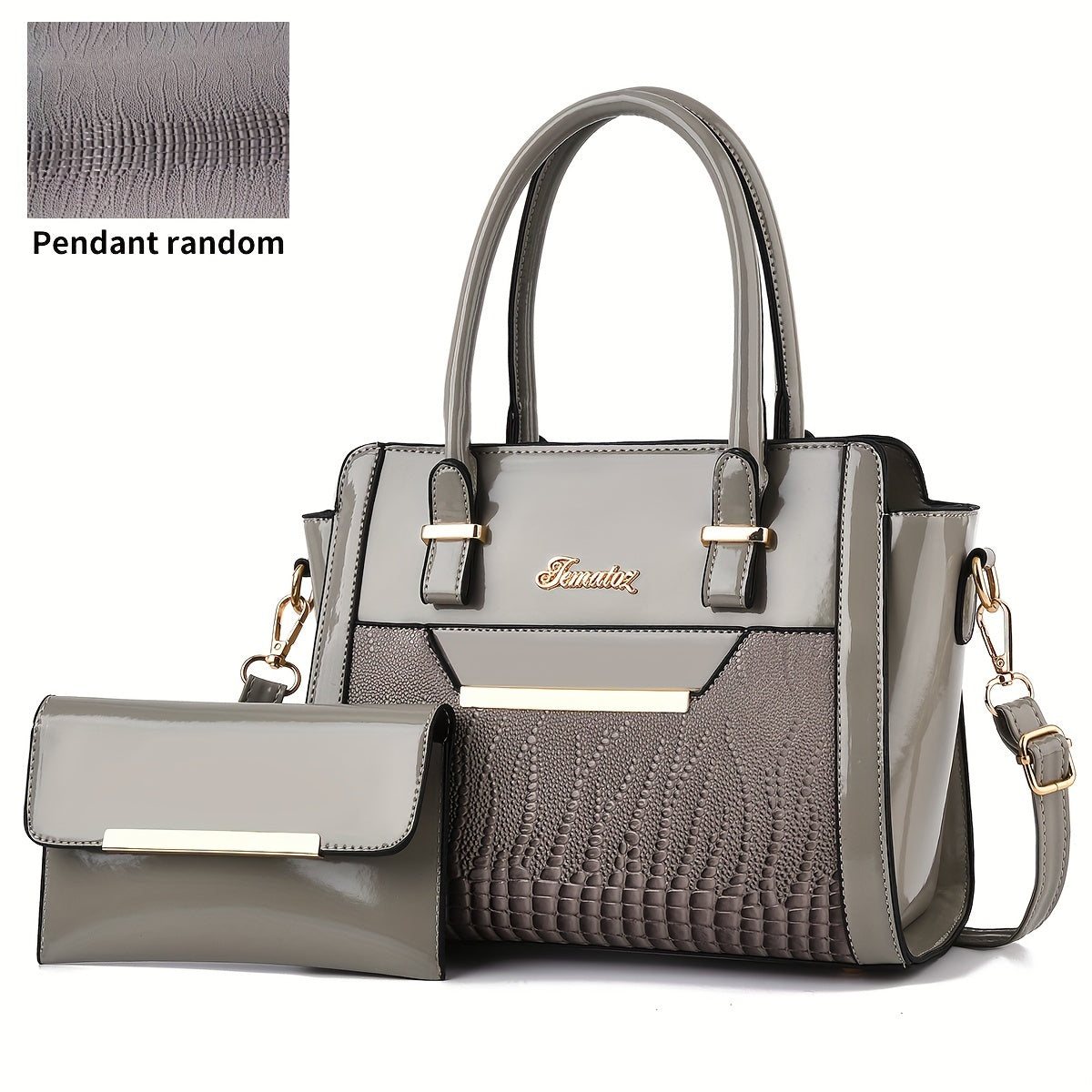 Set Women's Handbags, Elegant Vintage PU Leather Tote With Lizard & Octopus Embossing, Large Capacity Shoulder Bag For Daily & Office Use
