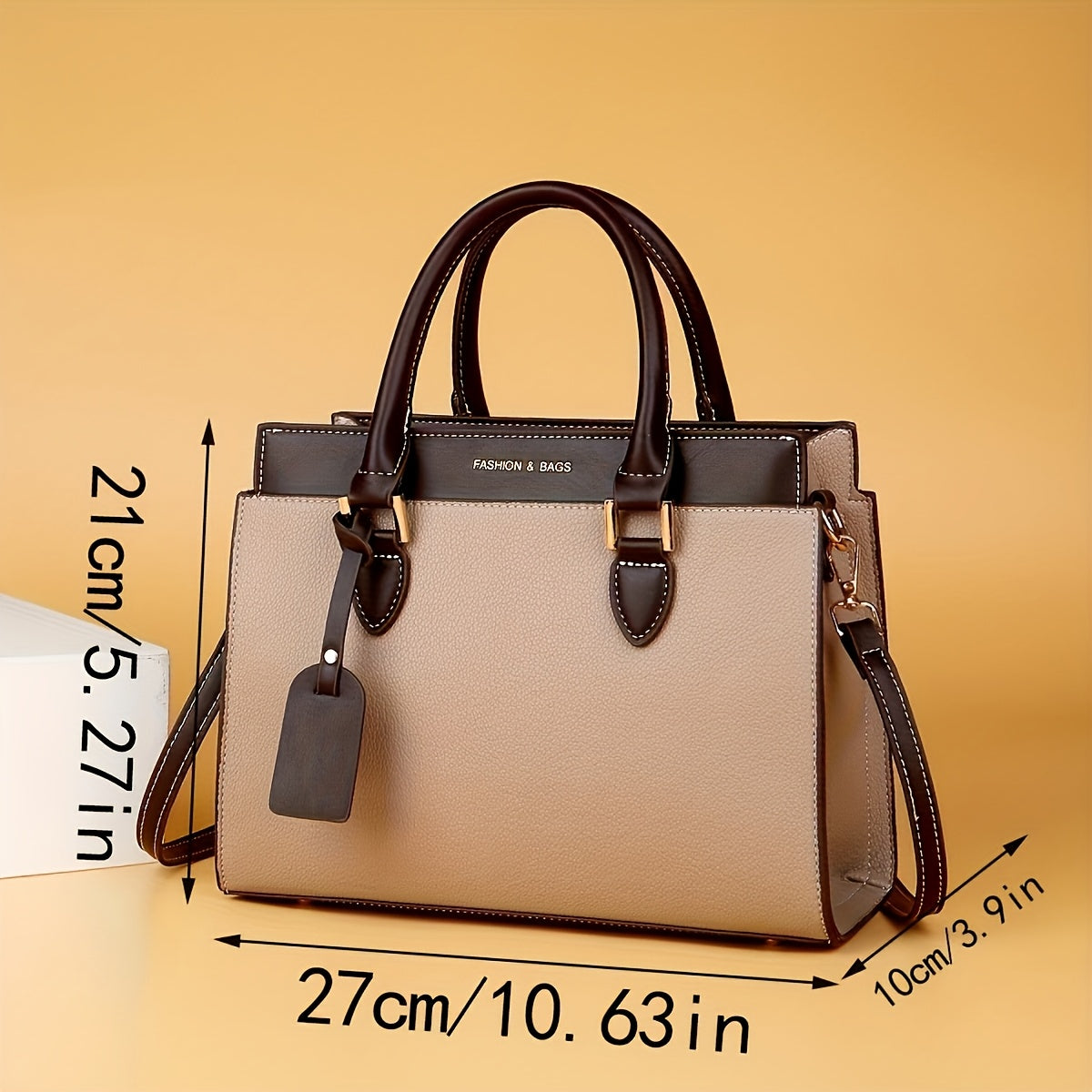 LABOONOO Women's Tote Bag - Sleek Minimalist Design with Adjustable Shoulder Strap & Zipper Closure, Spacious Handbag for Work, Travel, Everyday Use (Khaki/White/Blue/Black), Khaki Purse, Durable Polyester Lining