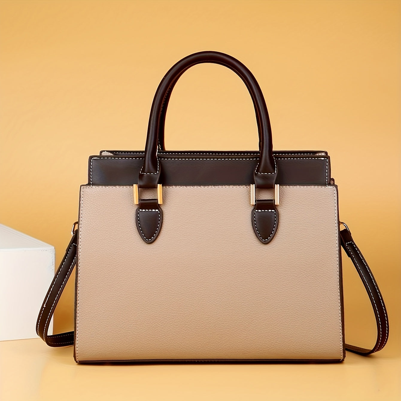 LABOONOO Women's Tote Bag - Sleek Minimalist Design with Adjustable Shoulder Strap & Zipper Closure, Spacious Handbag for Work, Travel, Everyday Use (Khaki/White/Blue/Black), Khaki Purse, Durable Polyester Lining