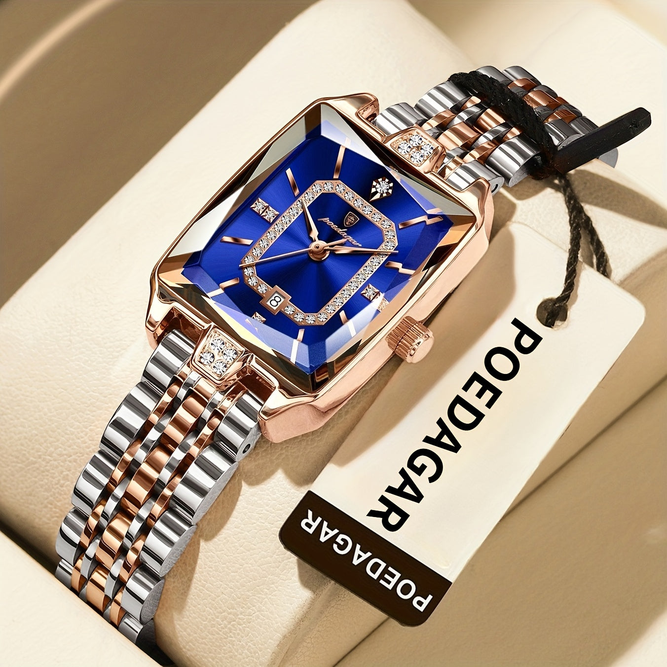 POEDAGAR Minimalist Luxury Women'S Watch - Elegant Stainless Steel Quartz Movement, 30m Waterproof, Date Display, Rectangular Dial for Daily Use & Gift Giving, Casual Chic Style, Quartz Watch, Sophisticated Timepiece