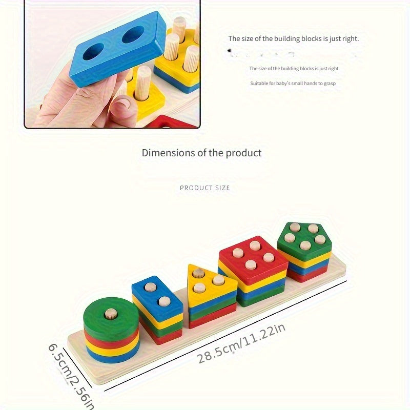 Youngsters Educational Building Blocks Toy Geometric Stacking Matching Shapes Color Recognition Pairing Early Learning Fine Motor Skills Classification