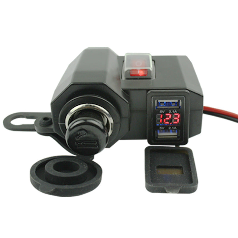 12V High-Speed Motorcycle Charger - Automobile Chargers with Digital Display, Dual USB Ports, and Intelligent Overcharge Protection - Fast and Safe Car Phone Charging Accessory