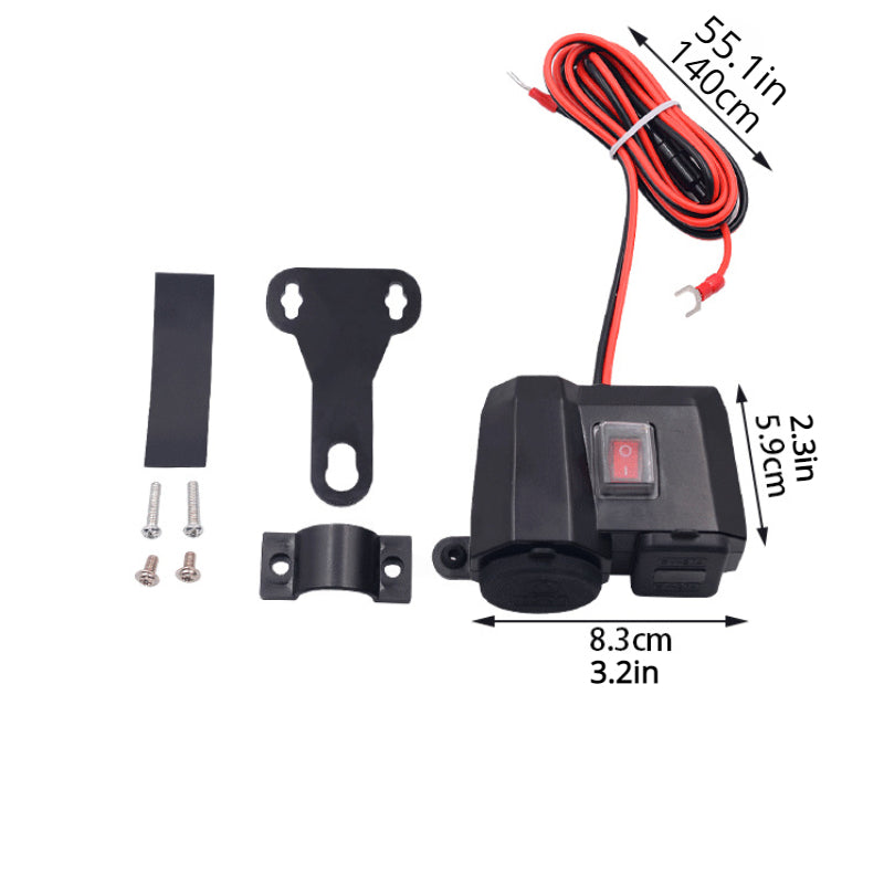 12V High-Speed Motorcycle Charger - Automobile Chargers with Digital Display, Dual USB Ports, and Intelligent Overcharge Protection - Fast and Safe Car Phone Charging Accessory