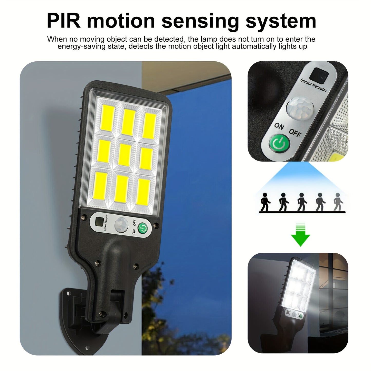 2pcs Solar-Powered Motion Sensor Security Lights - Wireless Remote Control, Energy-Efficient, Waterproof, Durable Pathway Lighting for Garden, Garage, Yard, Backyard, Patio - Easy Installation, Long-Lasting Battery Life