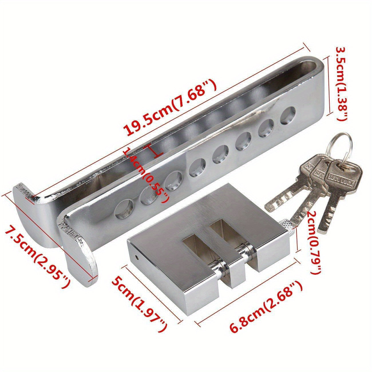 Car Brake Pedal Lock Security Protection Safety Tool, Stainless Steel Car Anti-Theft Brake Clutch Lock, Automobile Hidden Brake Throttle Pedal Lock with 3 Keys