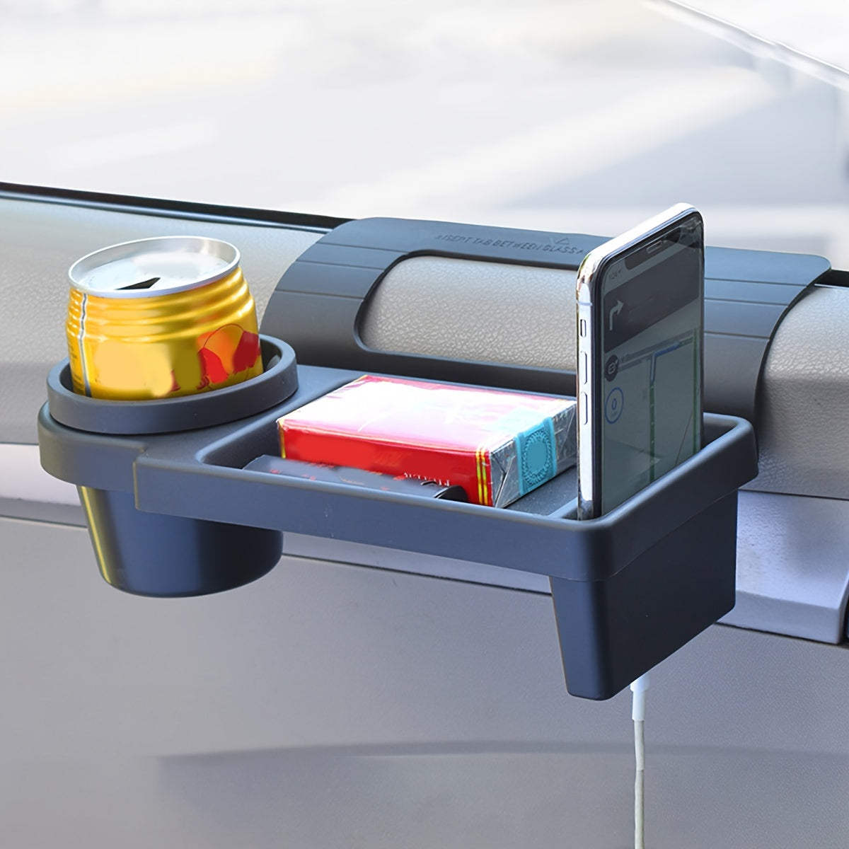 Multi-Functional Car Organizer with Cup Holder and Phone Slot – Vehicle Door Side Storage Box for Drinks, Snacks, and Small Items – Plastic Automobile Interior Accessory, No Electricity Needed