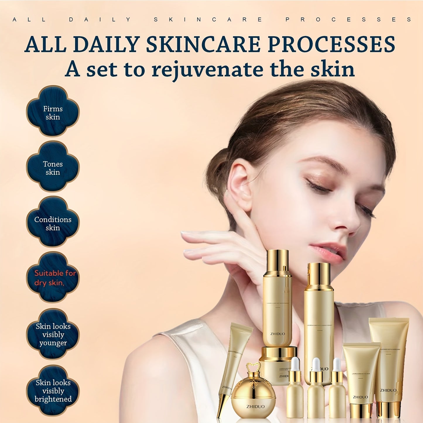 Skin Care Kit Gift Skin Look Healthie Sets & Kits Improves Skin Texture, Gently Exfoliates Beauty Skin Care Set With Cleanser, Toner, Lotion, Essence, Face Cream, Eye Cream For Women Girl Gifts (10Pcs)