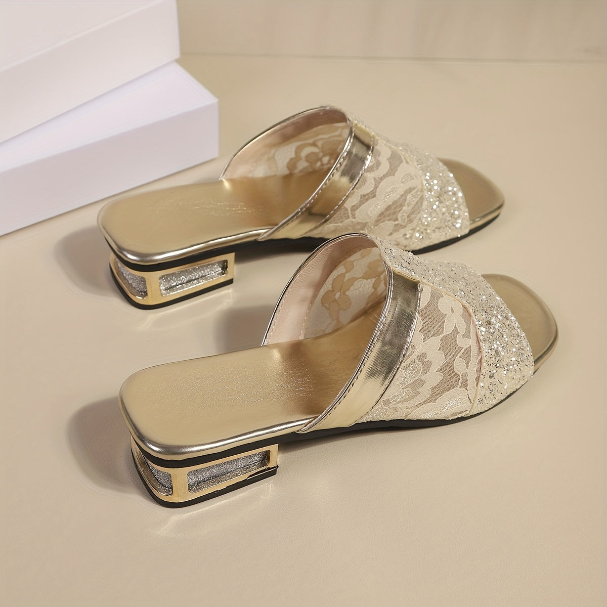 Women'S Glittery Mesh Shoes with Golden-Tone Metallic Accents - Breathable Open-Toe Slip-Ons, Non-Slip Rubber Sole for Travel, Vacation, Daily Wear & Festivals, Festival Footwear, Decorative Embellishments, Comfortable PU Ins