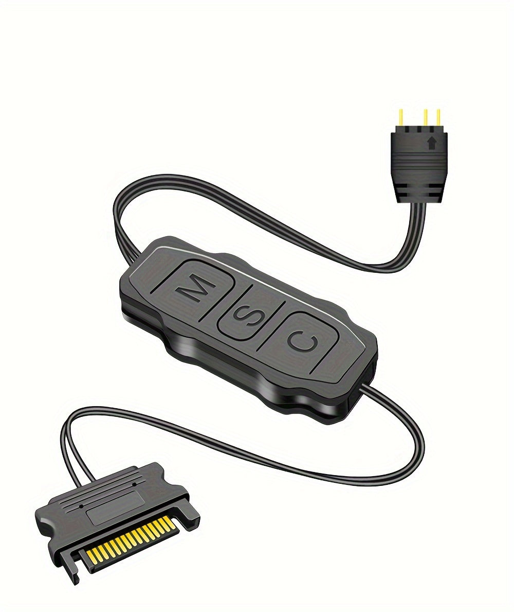 5V 3 Pin ARGB Controller Cable - Advanced RGB Lighting Control, Seamless Sync, Compact Handheld Operation, and Extended Lengthen Cable - Universally Compatible for Customizing Cooling Fan Light Strips