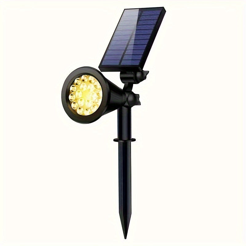 Pack of 1 Solar Pathway Spotlight, 18 LED Solar Powered Garden Light, Foldable Semi-Flush Mount Landscape Lighting Fixture, with Prong Bulb Base, Plastic Shade, with Installation Hardware, for Path, Lawn, Walkway, Driveway