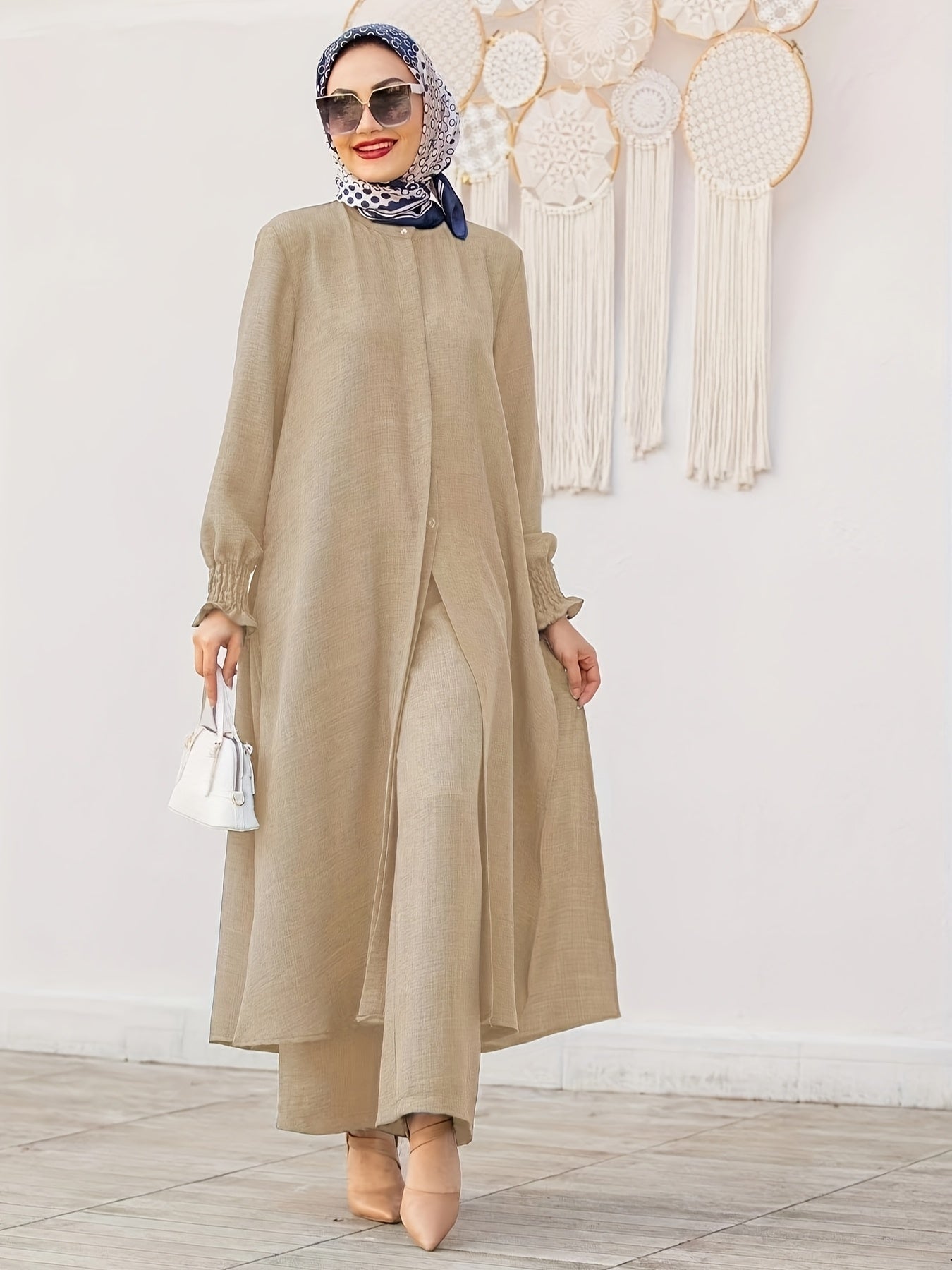 Middle East Ramadan Elegant Pure Muslim Casual Pants Set - Fashionable and Comfortable Design, Perfect for Daily Wear