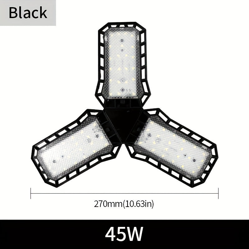 LED Garage Light Bulbs, 10000LM Super Bright Garage Lighting LED Shop Light With Adjustable Panels, E26/E27 Screw Socket Deformable Led Garage Ceiling Light Fixture For Warehouse, Corridor, Stadium