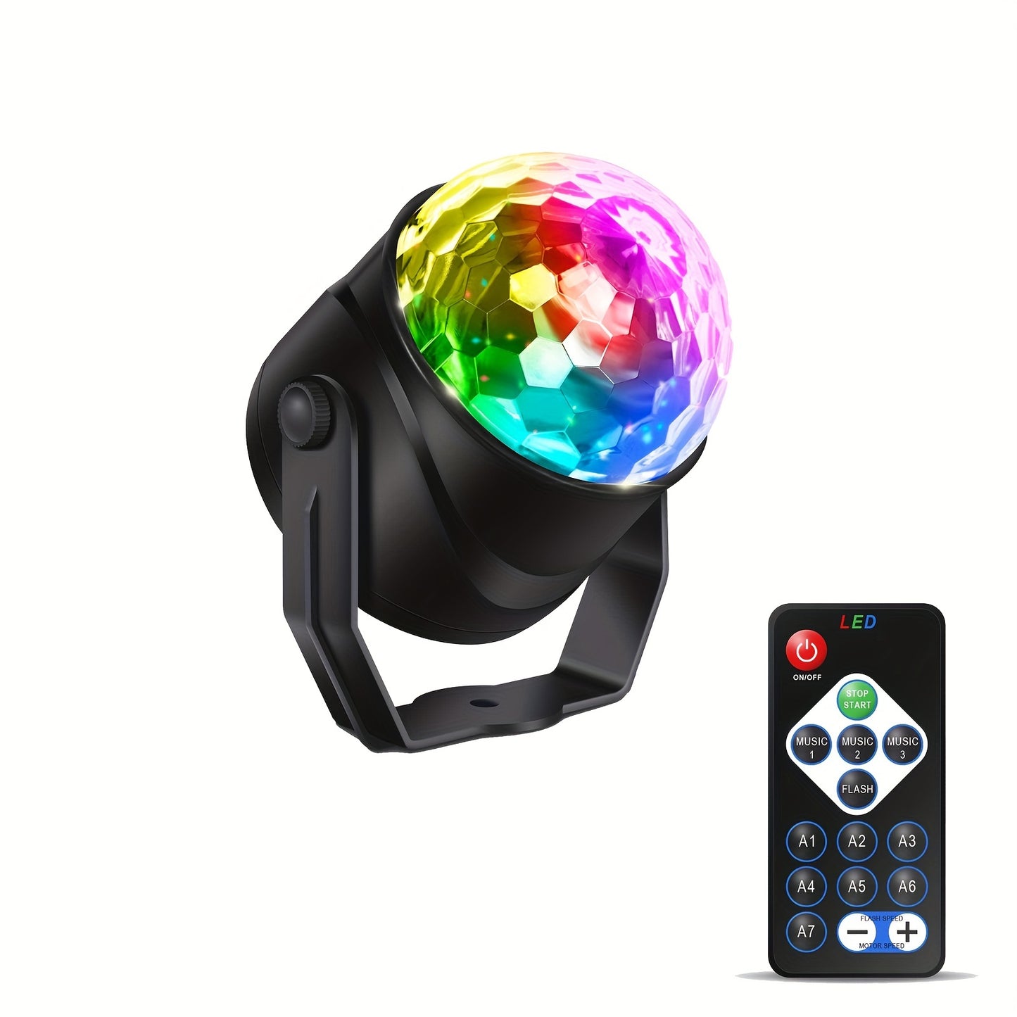 1pc/2pcs Sound Activated Party Lights, Dj Lighting, RBG Disco Ball, Strobe Lamp 7 Modes Stage Par Light For Home Room Dance Parties Birthday DJ Bar Karaoke Xmas Wedding Show Club Pubs
