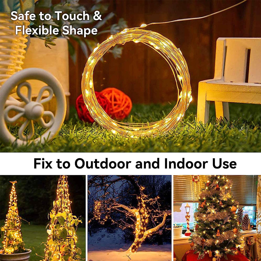 50/100/200/300LED Solar Copper Wire String Lights, Outdoor Lighting Fairy String Lights, 8 Lighting Modes Garden Lights For Lawn, Patio, Garden, Party, Wedding, Christmas Decoration 1pcs 275.59inch/472.44inch/866.14inch/1259.