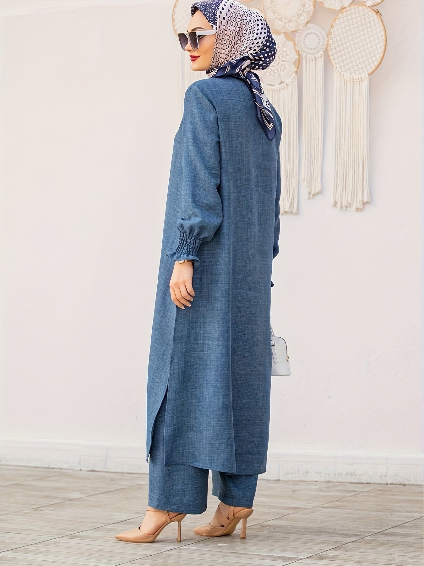 Middle East Ramadan Elegant Pure Muslim Casual Pants Set - Fashionable and Comfortable Design, Perfect for Daily Wear