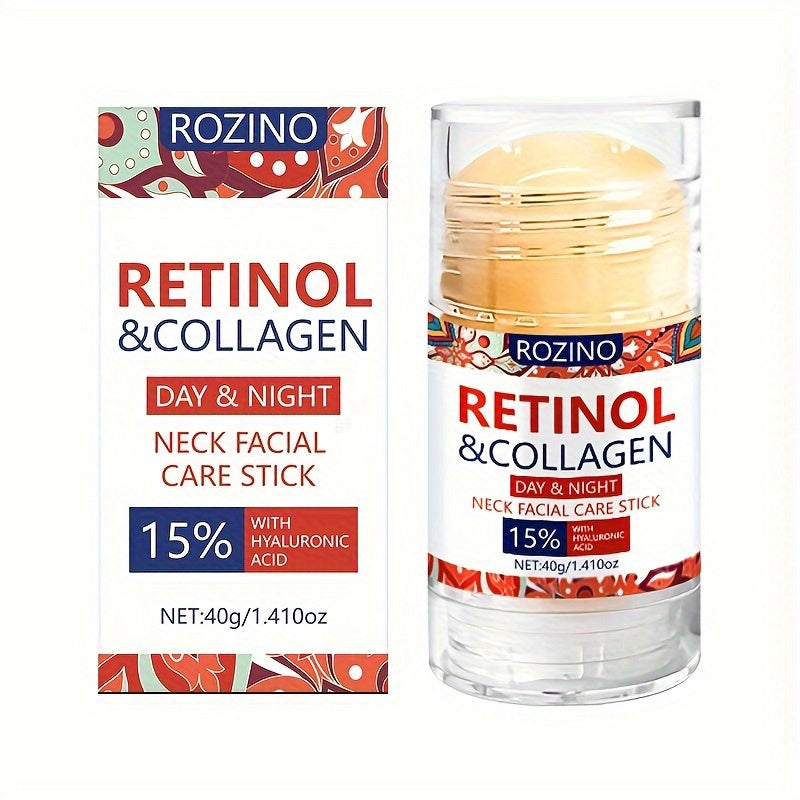 Rozino Retinol & Collagen Neck And Face Cream Stick, 40G - Deep Hydration For Soft, Firm Skin | Long-Lasting Moisture | Hypoallergenic With Glycerin | For All Skin Types
