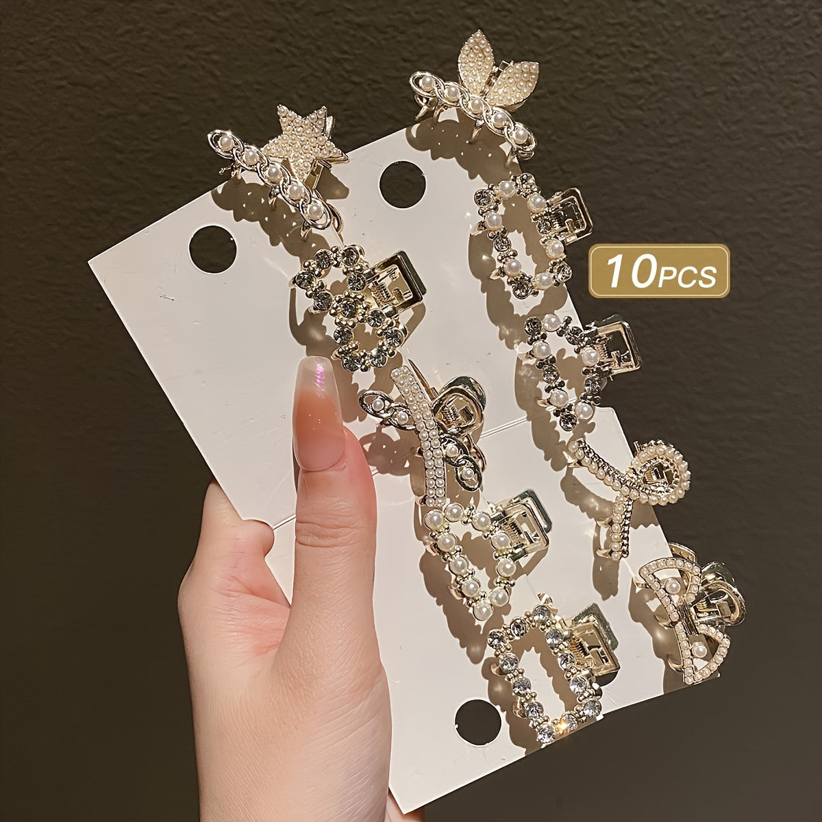10pcs Hair Gripper Small Alloy Mini Hair Catcher Princess Head Bow Rhinestone Korean Hair Accessories Bang Clip Hair Clip Headwear