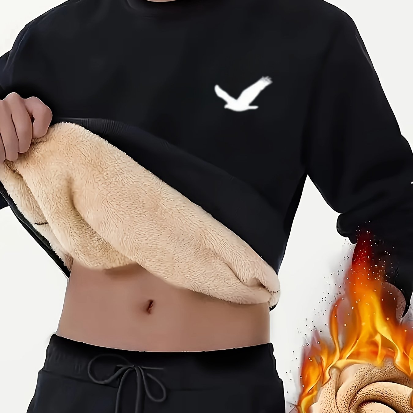 Men's Thermal Insulated Sweatshirt - Heavyweight Layering Base Layer for Winter, Indoor/Outdoor Cold Weather Clothing - Machine Washable Round Neck Pullover, Winter Sweaters, Indoor Warmth, Simple Design, Comfortable Fit, Pul