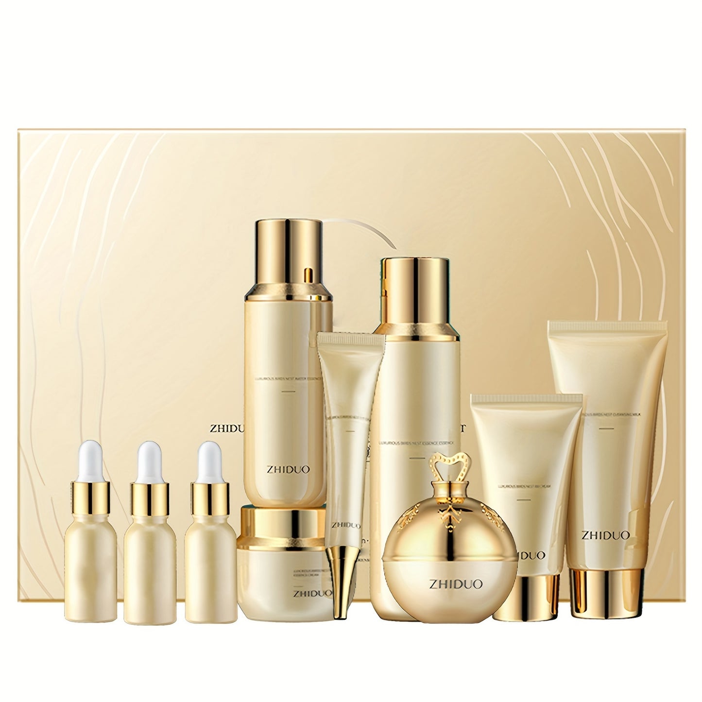Skin Care Kit Gift Skin Look Healthie Sets & Kits Improves Skin Texture, Gently Exfoliates Beauty Skin Care Set With Cleanser, Toner, Lotion, Essence, Face Cream, Eye Cream For Women Girl Gifts (10Pcs)