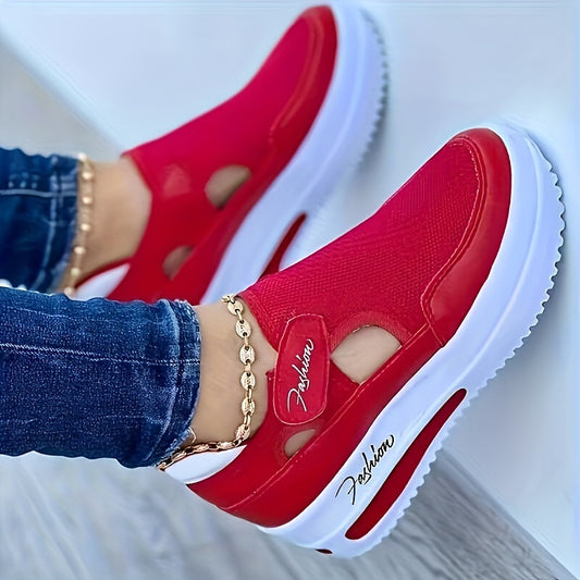 Women'S Solid Color Sneakers, Breathable Knit Low Top Outdoor Shoes, Women'S Comfortable Shoes Plus Size