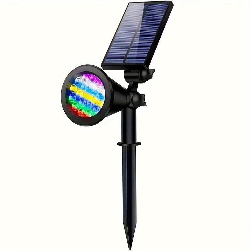 Pack of 1 Solar Pathway Spotlight, 18 LED Solar Powered Garden Light, Foldable Semi-Flush Mount Landscape Lighting Fixture, with Prong Bulb Base, Plastic Shade, with Installation Hardware, for Path, Lawn, Walkway, Driveway