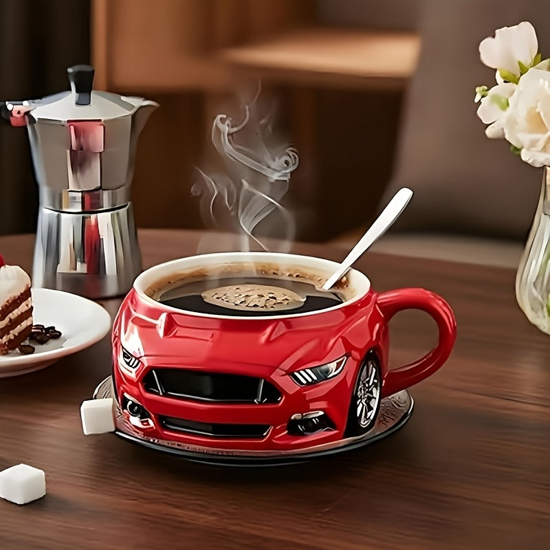 Car-Shaped Coffee Mug | Creative Sporty Style Automobile Coffee Cup with Handle | Portable 3.5 Oz Coffee Cup for Car Enthusiasts & Truck Lovers | Perfect Gift for Men, Women, Friends, Husbands & Dads