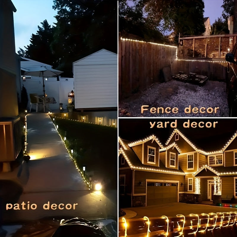 1 Pack Solar Tube String Lights, 8 Modes Outdoor LED Copper Wire Lights, For Garden Decor Lamp, Outdoor LED Copper Fairy String Tube Lights For Party Garden Yard Home Wedding Christmas Halloween Holiday Decoration Lighting