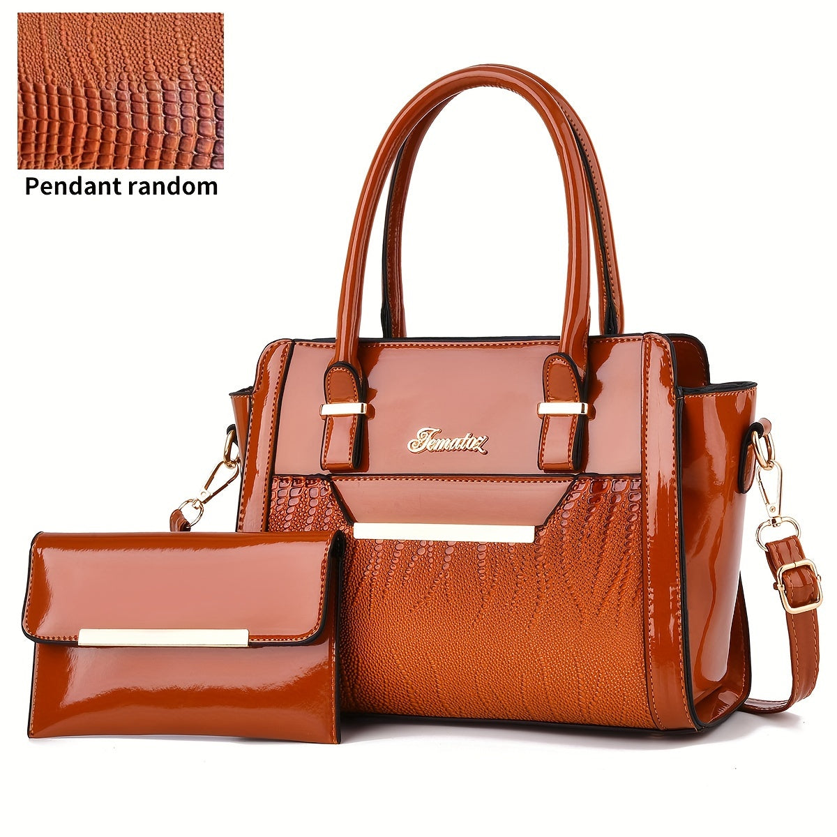 Set Women's Handbags, Elegant Vintage PU Leather Tote With Lizard & Octopus Embossing, Large Capacity Shoulder Bag For Daily & Office Use