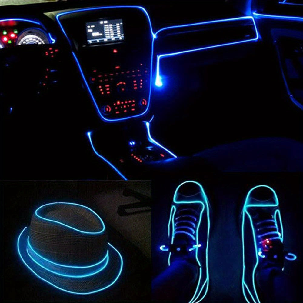 1 Set 5m/16.4ft Vibrant Neon Rope Lights - DIY Decorative Lighting with 360° Illumination, EL Wire, Battery Pack - Perfect for Festival, Halloween, Christmas, Party Decoration