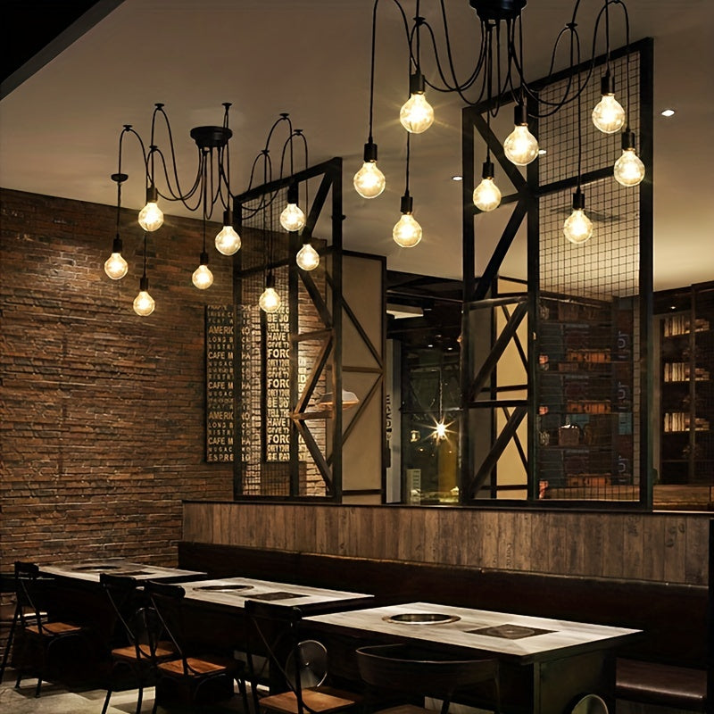 Modern Chic Industrial Dining Chandelier - Adjustable DIY Lighting With 3/5/6/8 Heads - Antique Classic Ceiling Spider Lamp Light Pendant - Metal & Glass - For Dining Room, Kitchen, Restaurant - Perfect Gift for Housewarming