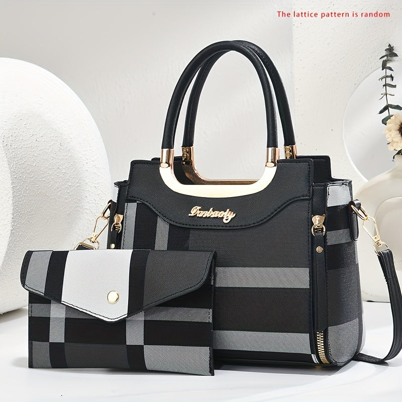 CHROSGEKEIDI Women'S Elegant Black Handbag with Golden-Tone Hardware - Large Capacity, Removable Shoulder Strap, Polyester Lining, Perfect for Work Or Travel, Travel Handbag | Sophisticated Style | Durable Zipper Closure, Lar