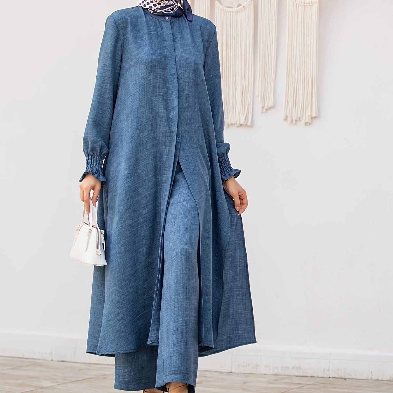 Middle East Ramadan Elegant Pure Muslim Casual Pants Set - Fashionable and Comfortable Design, Perfect for Daily Wear
