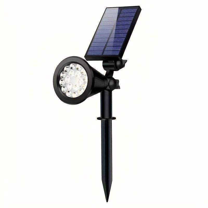 Pack of 1 Solar Pathway Spotlight, 18 LED Solar Powered Garden Light, Foldable Semi-Flush Mount Landscape Lighting Fixture, with Prong Bulb Base, Plastic Shade, with Installation Hardware, for Path, Lawn, Walkway, Driveway