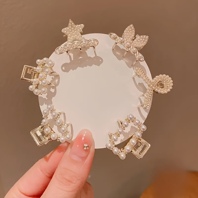 6pcs Elegant and Rhinestone Heart-Shaped Hair Clips, Geometric Pattern Alloy Hair Accessories for girls, Sparkling Hairpins for Casual Attire and Special Occasions, Cute Hair Clips