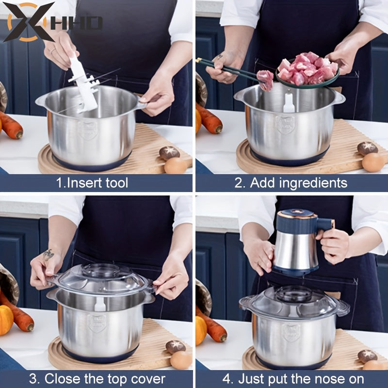 2L/3L/5L Stainless Steel Meat Grinder with 5-Speed Control & 30000 RPM Motor - Rapid Straining Technology for Chopping Onions, Garlic, Vegetables - Ideal for Salads, Soups, Noodles - European Plug (220-240V), Meat Grinders fo