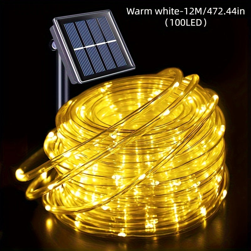 1 Pack Solar Tube String Lights, 8 Modes Outdoor LED Copper Wire Lights, For Garden Decor Lamp, Outdoor LED Copper Fairy String Tube Lights For Party Garden Yard Home Wedding Christmas Halloween Holiday Decoration Lighting