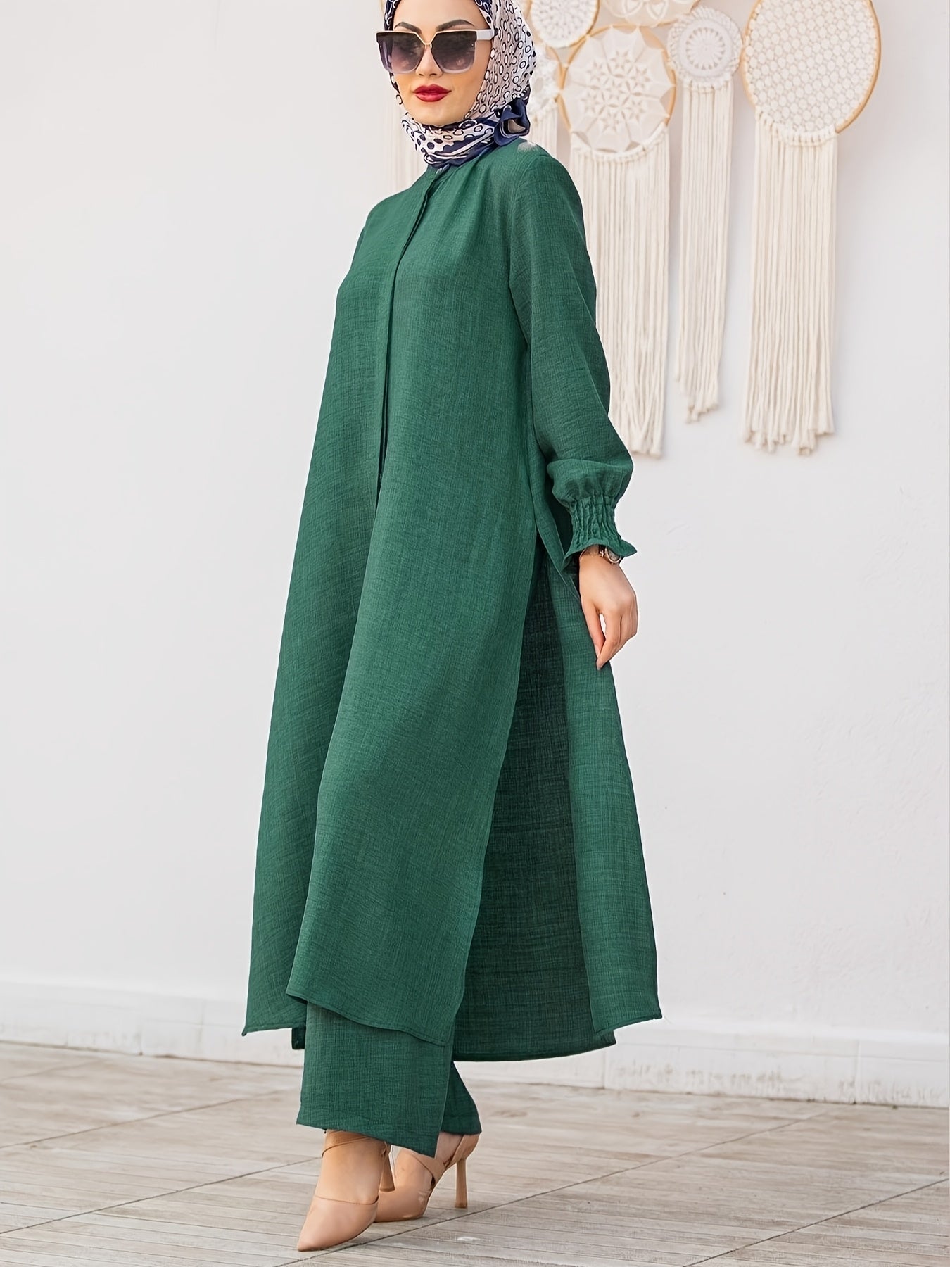 Middle East Ramadan Elegant Pure Muslim Casual Pants Set - Fashionable and Comfortable Design, Perfect for Daily Wear