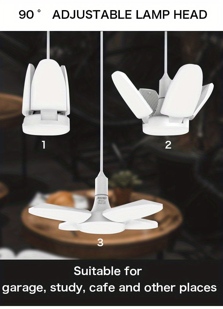 1pc/5pcs Mini LED Garage Light, LED Four-Leaf Light, Mini Folding Light 28W (Equivalent 80W) 6500K Pendant Light Folding Light Suitable for Garage Indoor Lighting High Brightness